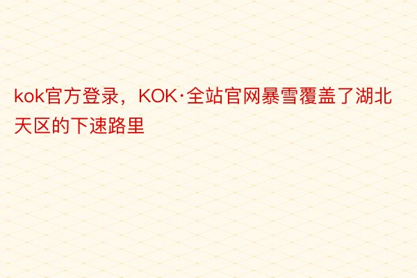kok官方登录，KOK·全站官网暴雪覆盖了湖北天区的下速路里
